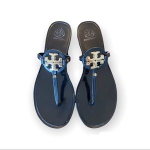 Tory Burch Black Mini Miller Flat Thong Jelly Sandals